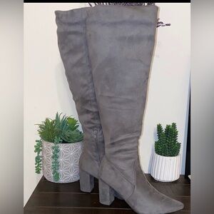 Charlotte Russe Gray Faux Suede Knee-High Boots Size 9